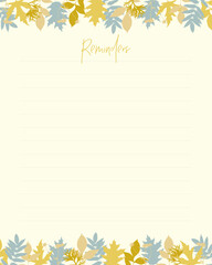 Obraz premium Reminder template with autumn leaves pastel color, for to-do list for planner notes.