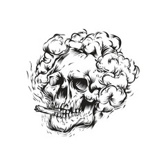 Free vector monochrome vintage skull illustration design