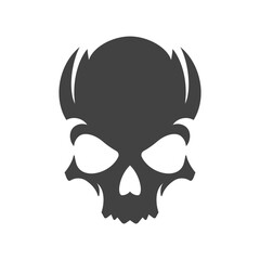 Horror human skull silhouette Halloween black monochrome icon vector flat illustration
