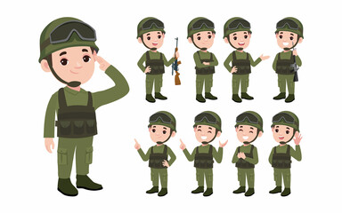 Set of soldier with different poses