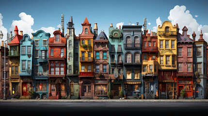 Generative AI. Cute colorful houses