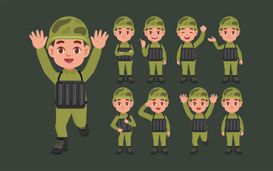 Set of soldier with different poses