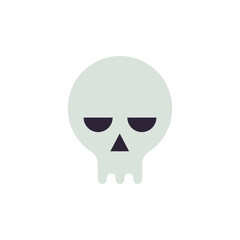 Halloween skull spooky comic cartoon character minimalist kids icon vector flat illustration