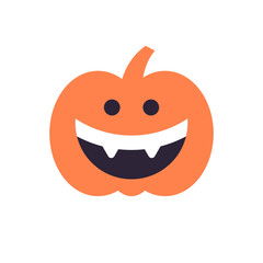 Funny pumpkin vampire cute Halloween kids character emoticon icon vector flat illustration