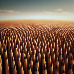 Fototapeta premium field made of standing pencils