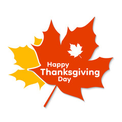 Happy Thanksgiving. Thanksgiving text typography template with maple leaves. Vector illustration