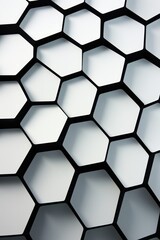 Obraz premium Hexagonal structure. Imaginary illustration. Geometric white black background.