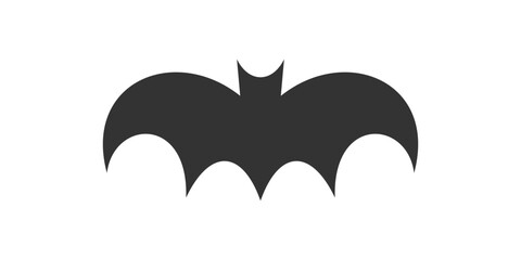 Black flying bat silhouette Halloween scary wild animal minimalist icon vector flat illustration