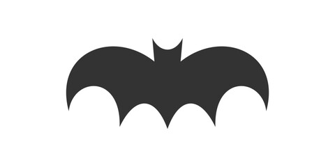 Black flying bat silhouette Halloween scary wild animal minimalist icon vector flat illustration
