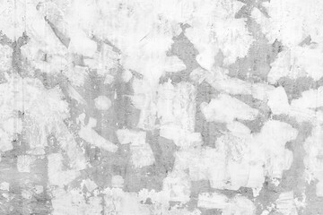Gray concrete wall with white paint brush strokes, front view, texture