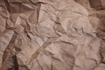 Texture of crumpled parchment paper as background, closeup