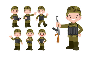 Set of soldier with different poses