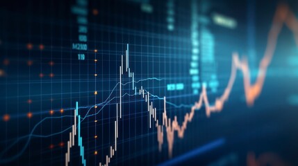 Graph of the stock market and trading activity.