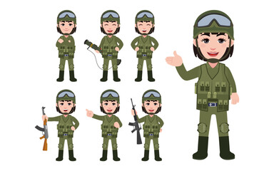 Set of soldier with different poses