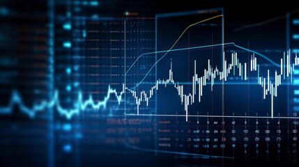 Graph of the stock market and trading activity.