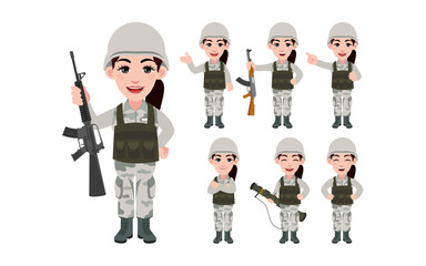Set of soldier with different poses