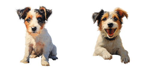 Jack s longhaired Russell Terrier enjoys playing by the river in the sand transparent background