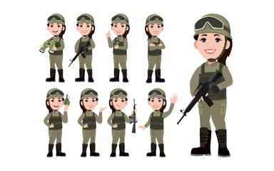 Set of soldier with different poses