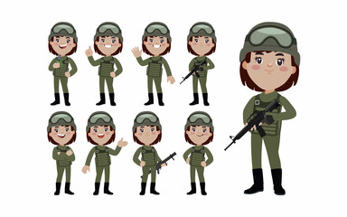 Set of soldier with different poses