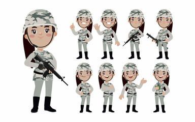 Set of soldier with different poses