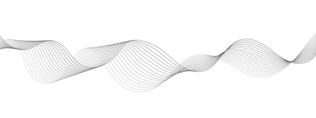 Abstract grey, white smooth element technology wave modern stream transparent background. Abstract wave line for banner, frequency sound wave, twisted curve lines with blend effect.