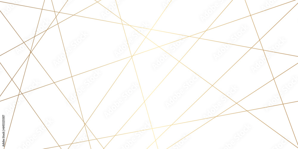 Wall mural abstract luxury gold geometric random chaotic lines with many squares and triangles shape on white b