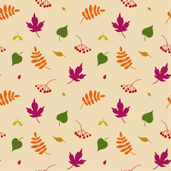 Seamless vector pattern with autumn leaves