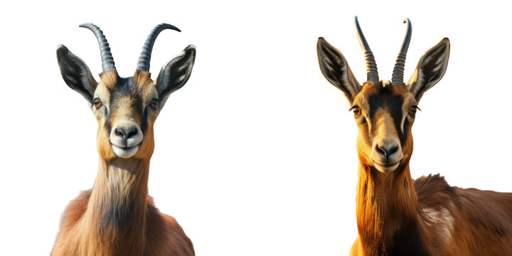 Portrait of a vertical male chamois Rupicapra rupicapra transparent background