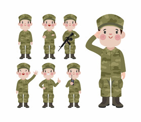 Set of soldier with different poses