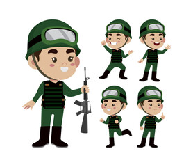 Set of soldier with different poses