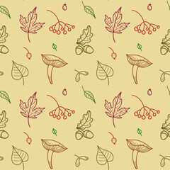 Seamless vector pattern with autumn leaves