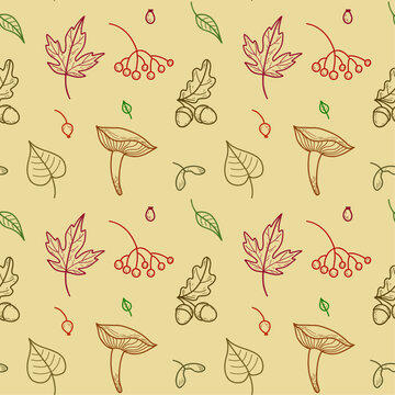 Seamless vector pattern with autumn leaves