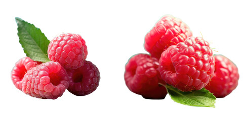 Raspberry on a transparent background in close up