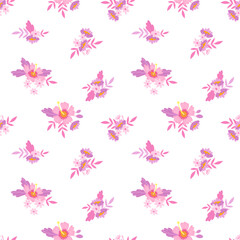 Baby doll ditsy seamless pattern. Flowers summer trend. Vector design. - 645327348