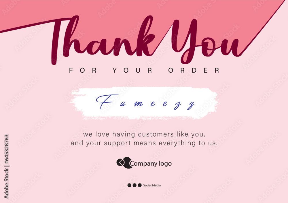 Wall mural thank you for your order card design eps vector. thanks card for online business. easy to editable f