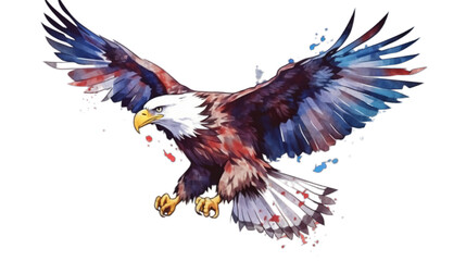 Bald Eagle with America flag in background, Transparent background, Generative ai