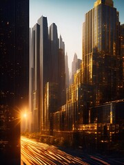 gold city, gold building, future city Cinematic Daylight generative ai illustration art