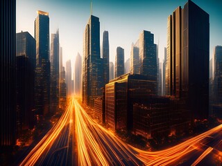 gold city, gold building, future city Cinematic Daylight generative ai illustration art