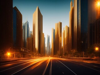 Obraz premium gold city, gold building, future city Cinematic Daylight generative ai illustration art