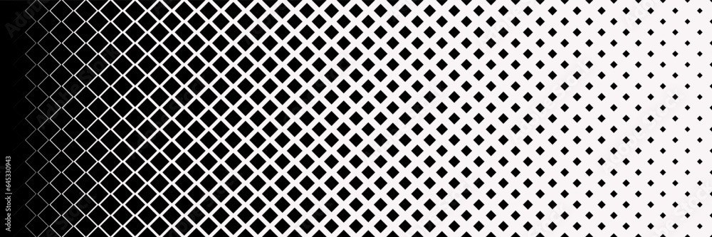 Wall mural horizontal black square on white for pattern and background.gradient background with squares halfton