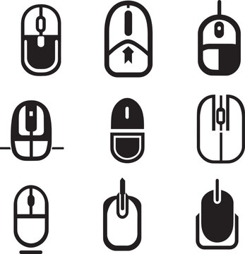 Computer Mouse Icon vector Illustration set of group