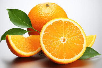 Created with Generative Ai  , Orange with sliced isolated on white background