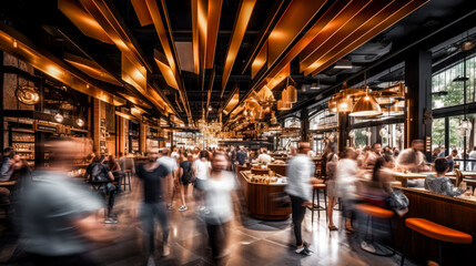 Bustling Urban Environment Teeming with Pedestrians Making their Way through the Busy Streets where Traffic creates a Captivating Play of M Movement Generative AI Digital Art Wallpaper Background