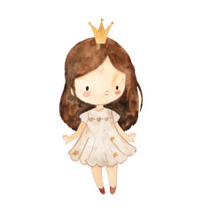 Watercolor girl princess illustration for kids © Olga Listopad