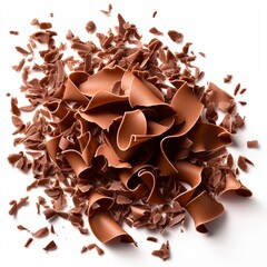 Chocolate shavings white background 