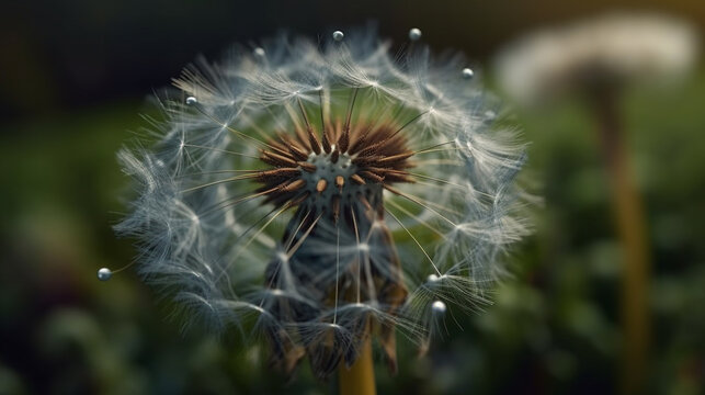 Dandelion seed pod in a beautiful background. beautiful flower