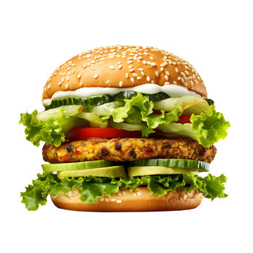 burger végétarien ou veggie burger, isolé sur fond transparent