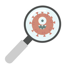 Magnifying glass with covid-19 icon