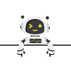 Cute  Ai robot with empty blank white board