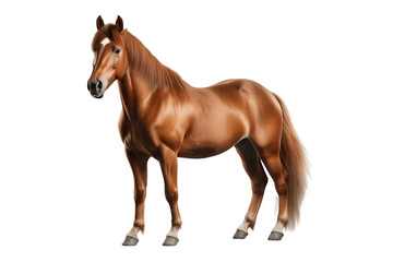 Close-Up of a Strong Brown Horse Isolated on a Transparent PNG Background. Generative Ai